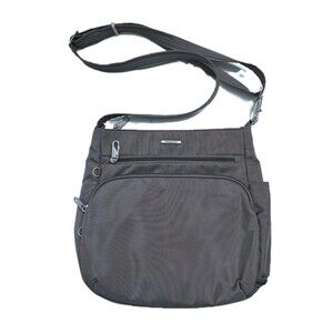 Travelon Anti Theft Crossbody North South Messenger RFID Taupe Purse Bag